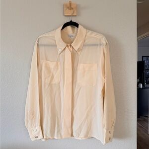 CHANEL Beige Silk Vintage Blouse 42 XL